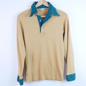 Vintage 70s Kings Road Polo Shirt Medium Long Sleeve Retro Nerd Preppy Normcore